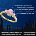 thumbnail image 2 of Gem Stone King 10K Yellow Gold Simulated Pink Opal and Pink Lab Grown Diamond Engagement Ring for Women | 1.55 Cttw | Oval Cabochon 8X6MM | Gemstone October Birthstone | Size 7, 2 of 6