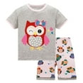 thumbnail image 1 of LYHaoo Ensembles de Tenues pour Garçons, Ensemble de Pyjama Décontracté à Manches Courtes et Shorts avec Imprimé Mignon, Col Rond, Taille Élastique Confortable pour Enfants de 3 à 8 Ans, Printemps Été, Gris, Tailles 4-5 Ans, 1 of 2