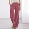 thumbnail image 2 of Wide Leg Pants Woman Elastic Waist Solid Loose Fit Trousers With Pocket Hot Pink Running Lounge Pant XXL, 2 of 7