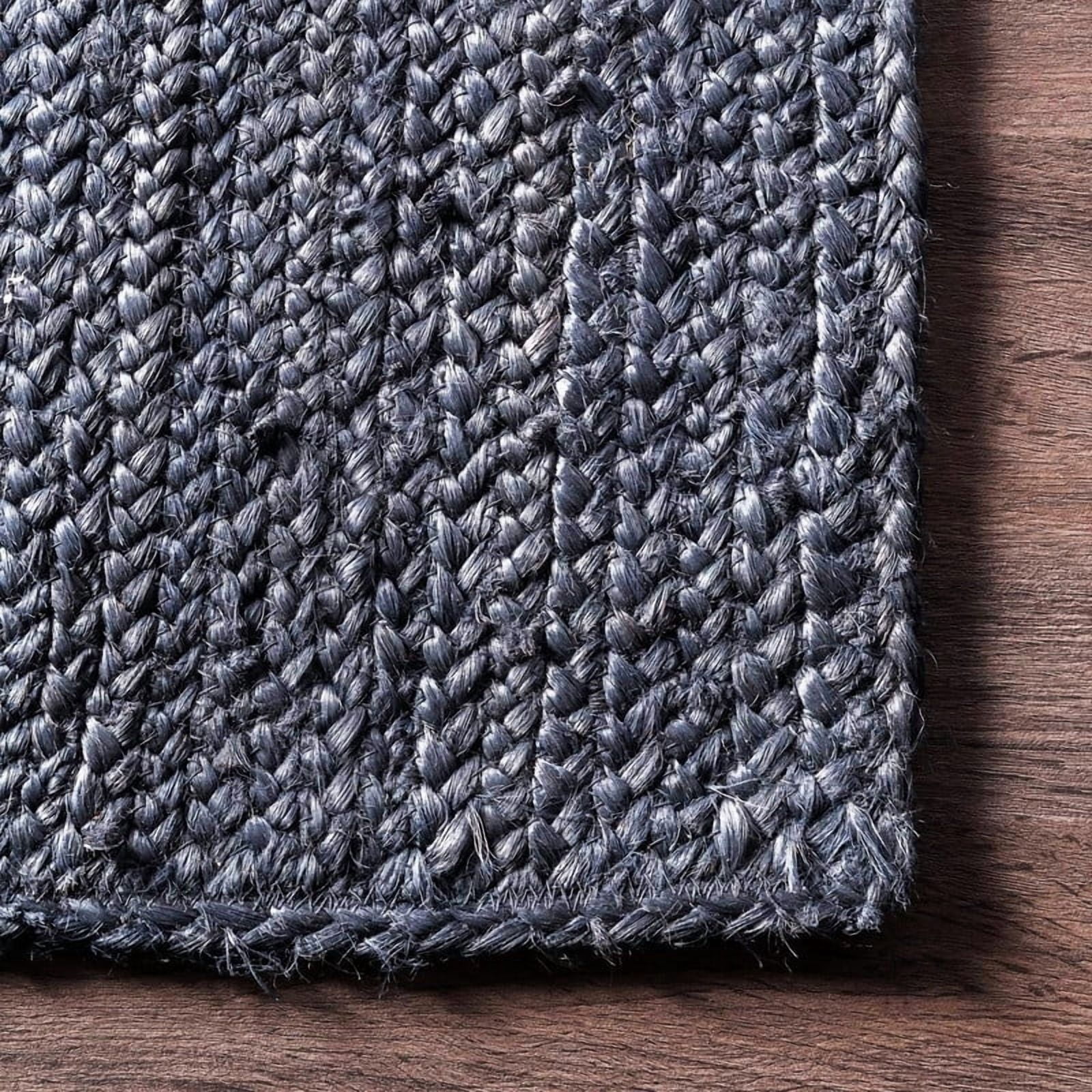 2.6x7 Ft Navy Blue Jute Area Rug | Handmade | Solid Farmhouse Design | Natural Jute Rug for Living Room | Dining Room | Bedroom | Kitchen | Hallway | Entryway