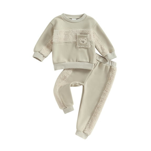 Bagilaanoe 2PCS Newborn Baby Boy Long Pants Set Embroidery Long Sleeve Sweatshirt Pullover Tops Sweatpants 3M 6M 9M 12M 18M 24M Infant Casual Warm Sweatsuits