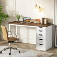 thumbnail image 4 of Tribesigns 47 inches Vanity Desk with 5 Drawers, Rustic Makeup Dressing Table with Storage, Modern Simple Computer Desk for Women, Girls (Brown), 4 of 6