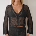 thumbnail image 5 of Qzwdhjm Crochet Cardigans for Women Hollow Out Cropped Swimsuits Coverups Long Sleeve Open Front Beach Cover Up Lighweight Trendy Beachwear Cardigan, 5 of 6