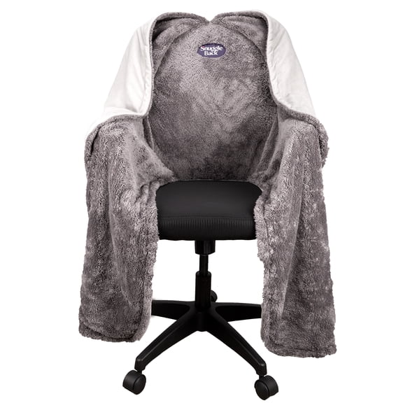 The Original Office Chair Blanket by SnuggleBack; Cozy Comfy Office Desk Chair Wrap Attaches for Convenient Heat. Stay Warm In The Winter or Summer. Gray Pattern Fleece with Sherpa Fur Lining