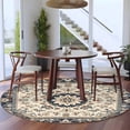 thumbnail image 6 of Boho Navy Blue Brown Round Area Rug 5ft Washable Large Round Rug for Living Room, Soft Non-Slip Circle Rugs for Dining Room, Southwestern Retro Geometric Floor Carpet for Bedroom Entryway Home Office, 6 of 8
