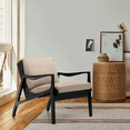thumbnail image 3 of Tranqu Mid Century Modern Leather Accent Chair with Solid Wood Frame, Stylish Lounge Armchair for Living Room or Office, 3 of 5