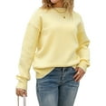 thumbnail image 2 of Women'S Long Sleeve Round Neck Pullover Sweater Bowknot Backless Knit Tops Yellow M, 2 of 9