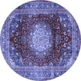 thumbnail image 1 of Ahgly Company Machine Washable Indoor Round Medallion Blue Traditional Area Rugs, 3' Round, 1 of 4