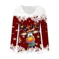 thumbnail image 4 of IWRICH Christmas Reindeer Printed Tshirts for Women Casual V-Neck Long Sleeve Casual T-Shirts 2025 Fall Trendy Tees XL, 4 of 4