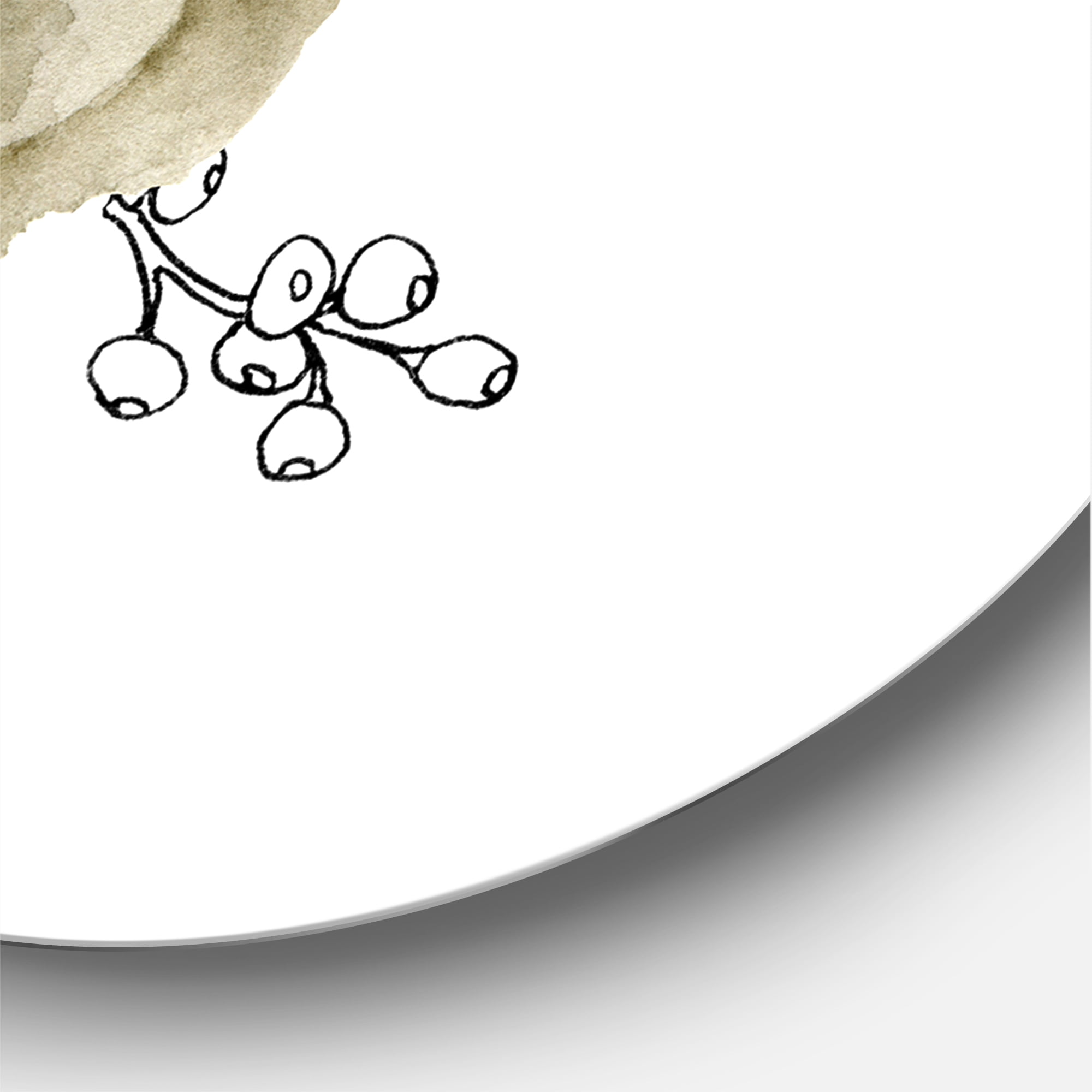 Designart 'Eucalyptus Branches With Anemone Bouquet Flower II' Traditional Circle Metal Wall Art 36x36 - Disc of 36