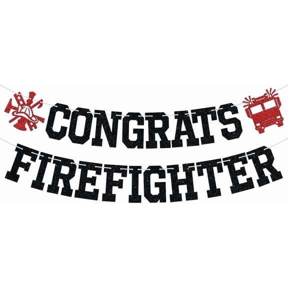 Congrats Firefighter Banner, Congrats Grad, 2025 Fire Department Graduation Party Decoration Supplies for Fireman