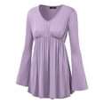 thumbnail image 2 of MBJ WT1159 Womens V Neck Long Sleeve Empire Waist Tunic Top M LILAC, 2 of 3