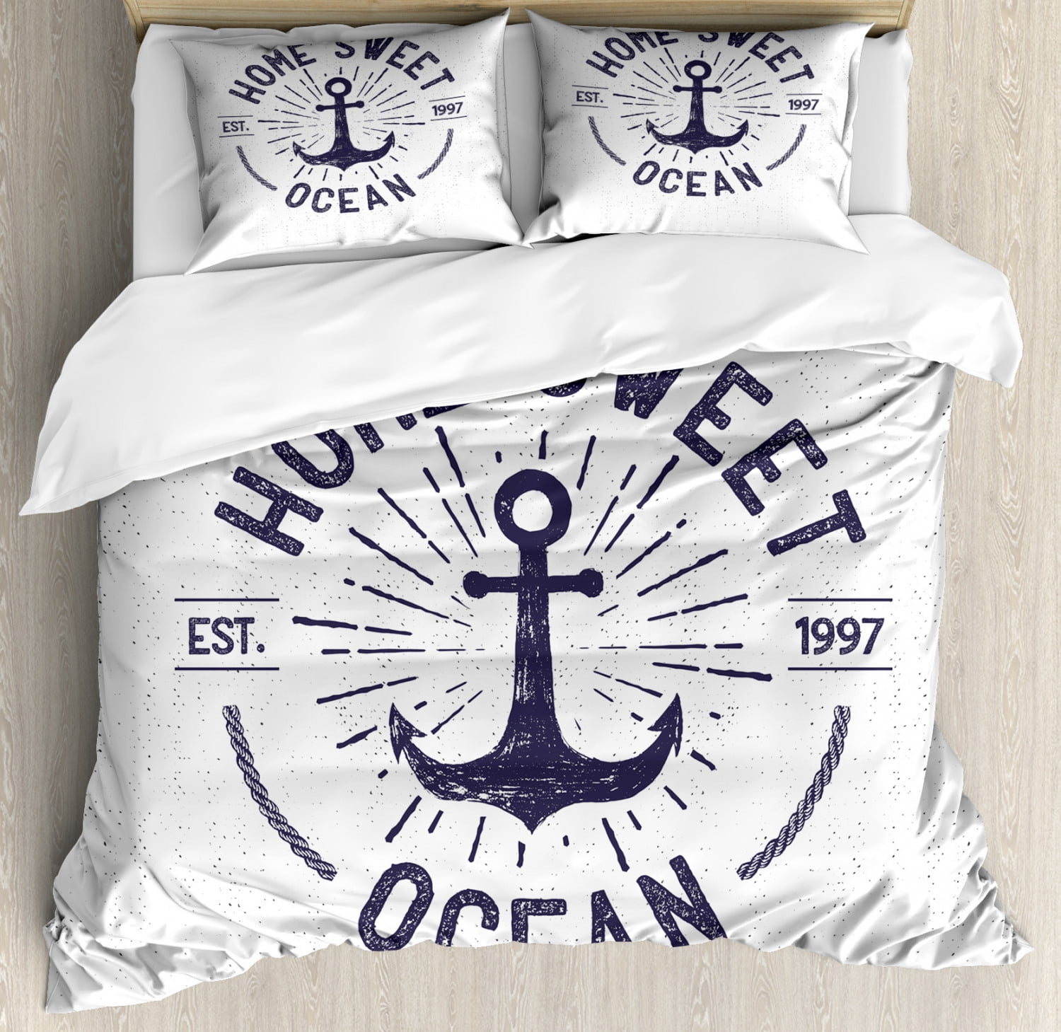 Nautical Anchor Quilt Twin Full/Queen or King Navy Blue Bedspread Bedding Set 