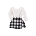 thumbnail image 1 of Gupgi Autumn Kids Girls Clothes Set 2Pcs Toddler Long Neck Ribbed Tops Single-breasted Plaid Short Skirt, 1 of 9