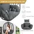 thumbnail image 4 of TQKVIPI Wicker Egg Chair Outdoor Indoor,Foldable Patio Hanging Egg Chair with Stand,Swing Chair with UV Resistant Cushion 350lbs Capacity for Bedroom, Patio, Garden and Balcony (Black+Dark Grey), 4 of 8
