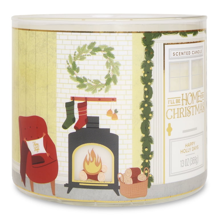 Mainstays 3-Wick Happy Holly Days Scented Candle with a Garland