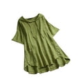 thumbnail image 1 of LilyLLL Plus Size Womens Short Sleeve Plaid Hoodie Pullover Cotton Linen Tunic Blouse, 1 of 2