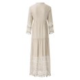 thumbnail image 4 of CHOK Robe Bohème d'Été pour Femmes, Robe Maxi Décontractée Grande Taille, Couleur Unie, Col en V, Robes Soleil, Dentelle à Franges, Longue Robe, 4 of 7
