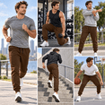 thumbnail image 6 of Aezemi Men Elastic Waist Jogger Sweatpants with 4 Pockets Drawstring Casual Outdoor Workout Sports Winter Pants Fashion Comfy Fall Gym All Match Trousers 3XL, 6 of 7