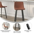 thumbnail image 4 of Merrick Lane Set of 2 Modern Cognac Faux Leather Upholstered Counter Stools with Contoured, Low Back Bucket Seats and Iron Frames, 4 of 12