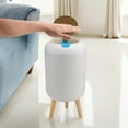 thumbnail image 6 of [Durable Build] Festive White Smart Sensor Trash Can with Ribbed Design - Hygienic, Easy-to-Use Compactor Bin with Wooden Legs for Kitchen, Bathroom, Bedroom, Office & Outdoor - Battery Operated, 6 of 10