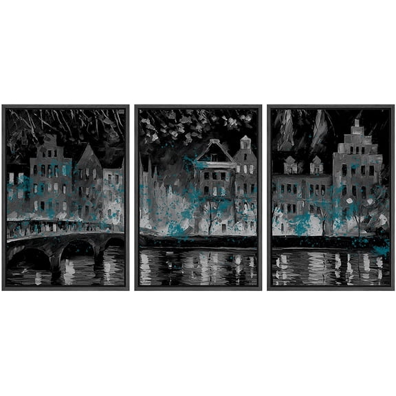 wall26 Framed Canvas Wall Art Abstract Cloud Tree Pictures Home Wall Decorations for Bedroom Living Room Oil Paintings Canvas Prints Framed - 16"x24"x3 Black