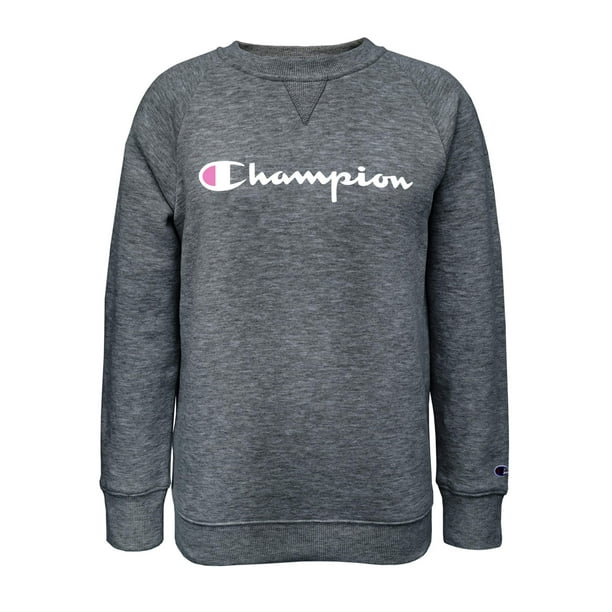 Champion - Champion Girls Classic Logo Fleece Crew Sweatshirt, Sizes 7 ...