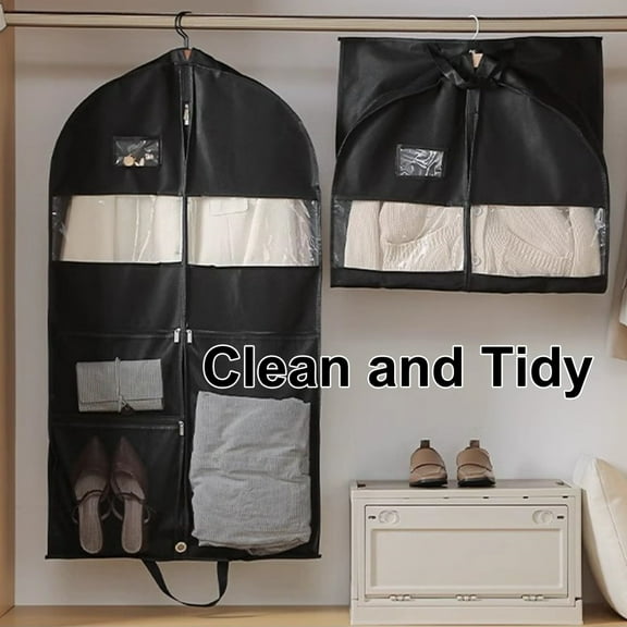 51" Garment Bag for Business Travelers, Wrinkle-free Suit Storage Bag, Tear-Resistant, Suit Bags with Gusset, Foldable Design Clear Mesh Pockets for Easy Organization