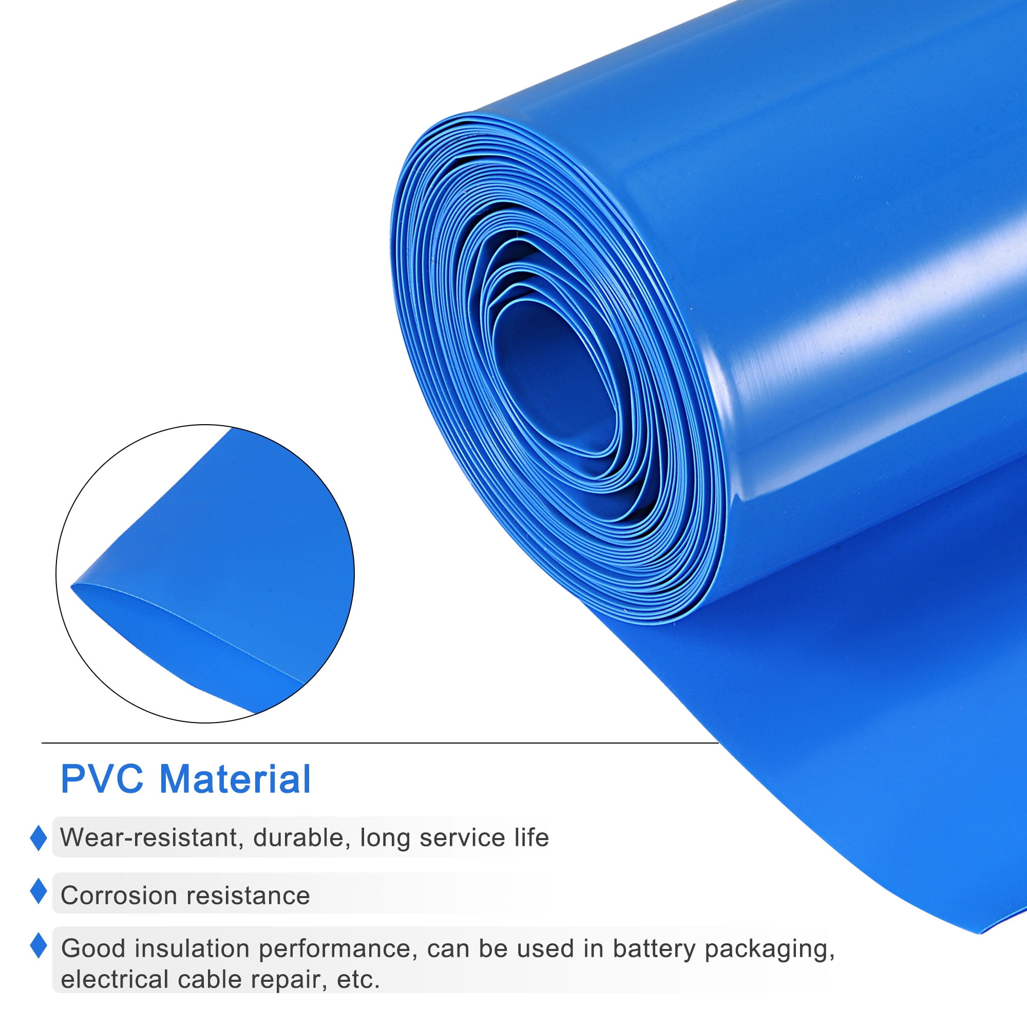 Blue Battery Sleeve Electrical Wrap PVC Heat Shrink Tubing Φ44mm Flat Width 70mm 