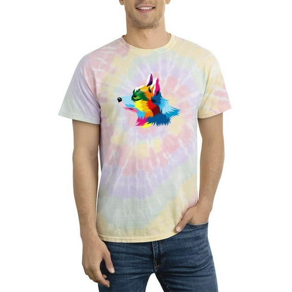 Multicolored Corgi Portrait Tie Dye Spiral Men -Image by Shutterstock, Male XX-Large