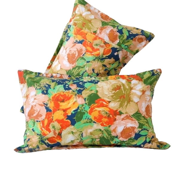 Satin Pillowcase for Hair and Skin - Printed Spring Flowers Silk Pillow Cases 20X30 Inches - Gifts for Women Men Green