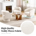 thumbnail image 2 of ClinQ Oversized Swivel Barrel Accent Chair Set of 1, 360 Degree Teddy Upholstered Round Chair for Living Room and Bedroom, White, 2 of 8