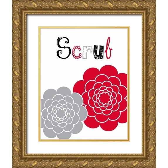 Robinson, Tamara 26x32 Gold Ornate Wood Framed with Double Matting Museum Art Print Titled - Flower Scrub Rose