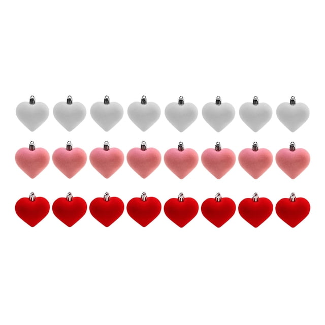 Tauxra Ensemble de 24 Ornements en Forme de Cœur Floqué, Décorations Rouges de la Saint-Valentin de 1,8 Pouce pour Sacs Cadeaux, Couronnes, Centres de Table
