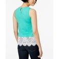 thumbnail image 2 of maison Jules Womens Lace-Trim Tank Top, Green, XX-Large, 2 of 3
