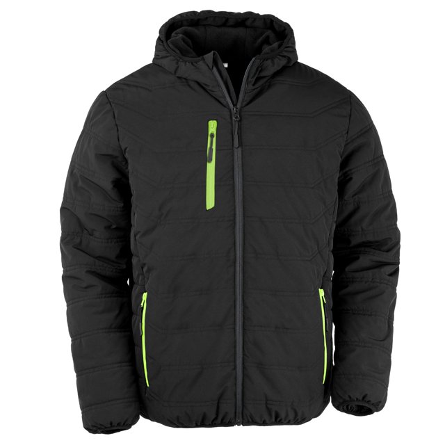 Result Genuine Recycled - Chaqueta Acolchada Compass para Hombre (Negro, Amarillo Lima) Result Genuine Recycled UTPC4629_blacklimegreen