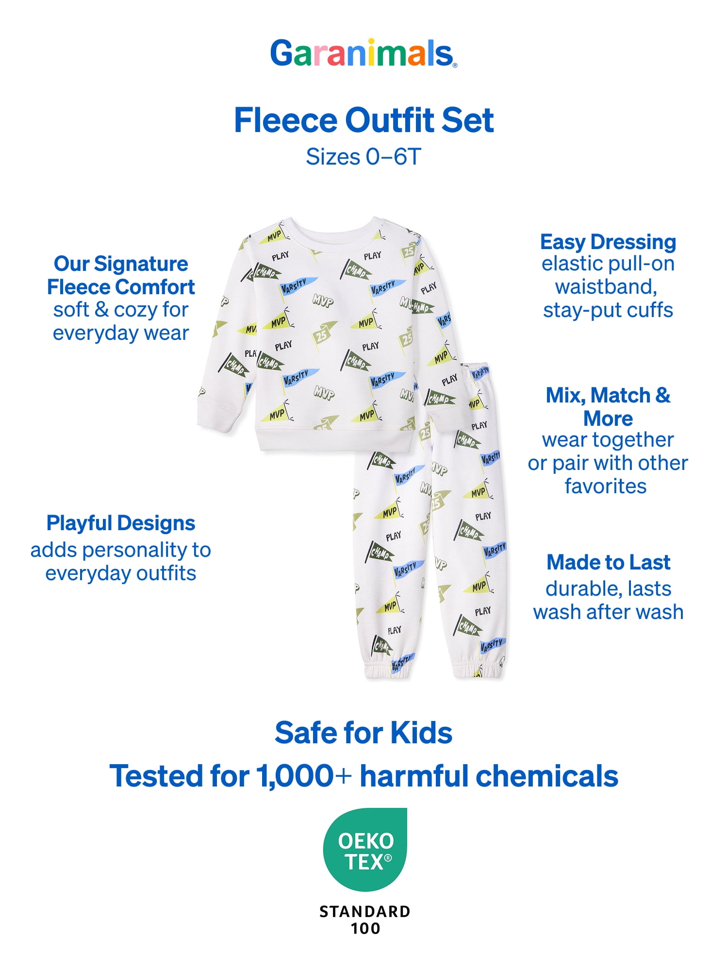 Garanimals Baby & Toddler Boys Fleece Outfit Set, Sweatshirt & Sweatpants, Sizes 0-6T