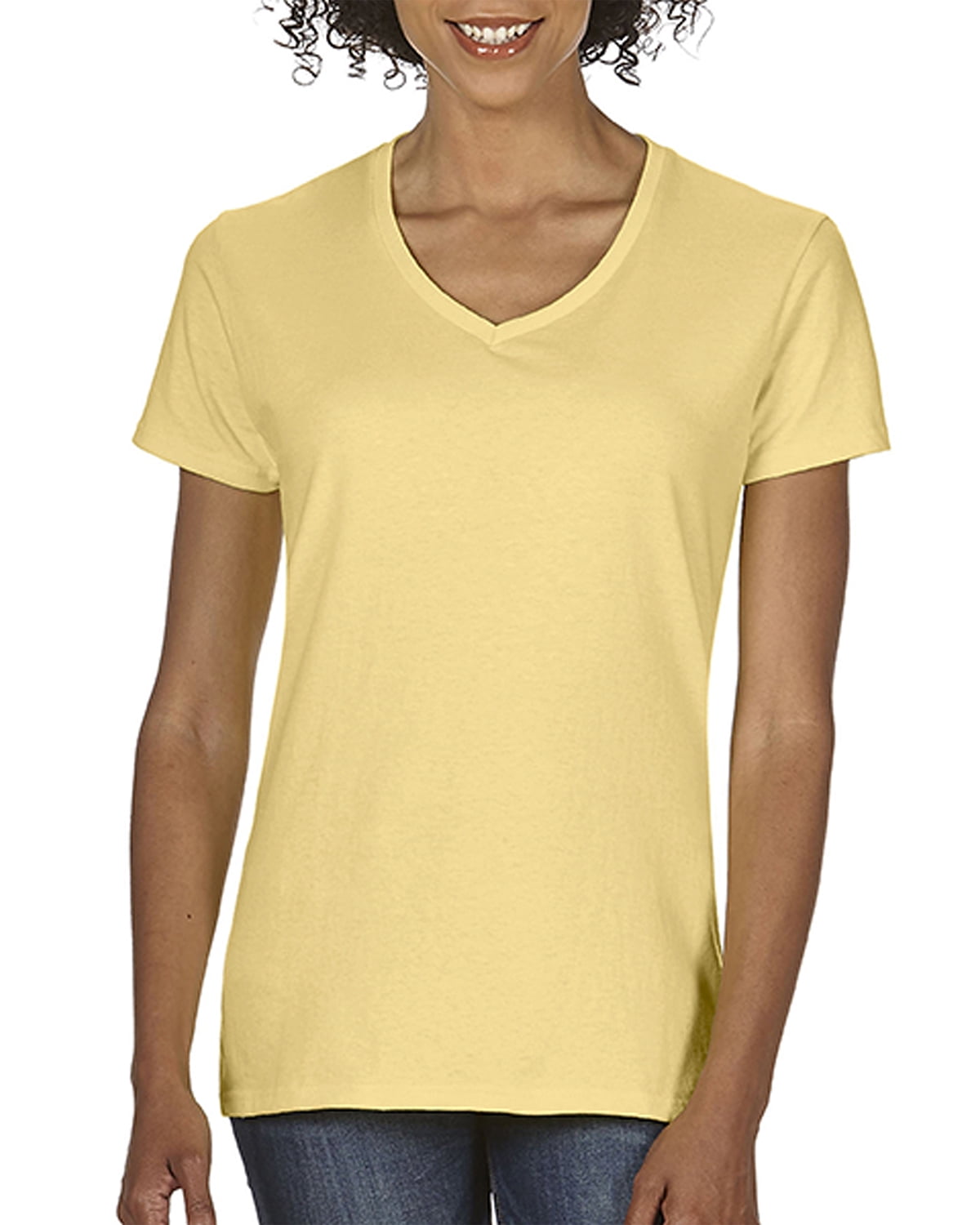 Cap Sleeves V-Neck T-Shirt - Walmart 