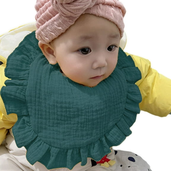 Zanarzt Burp Cloths Baby Boy Muslin Baby Bibs for Girls Soft Cotton Drool Bibs Ruffle Trim for Newborns & Toddlers J