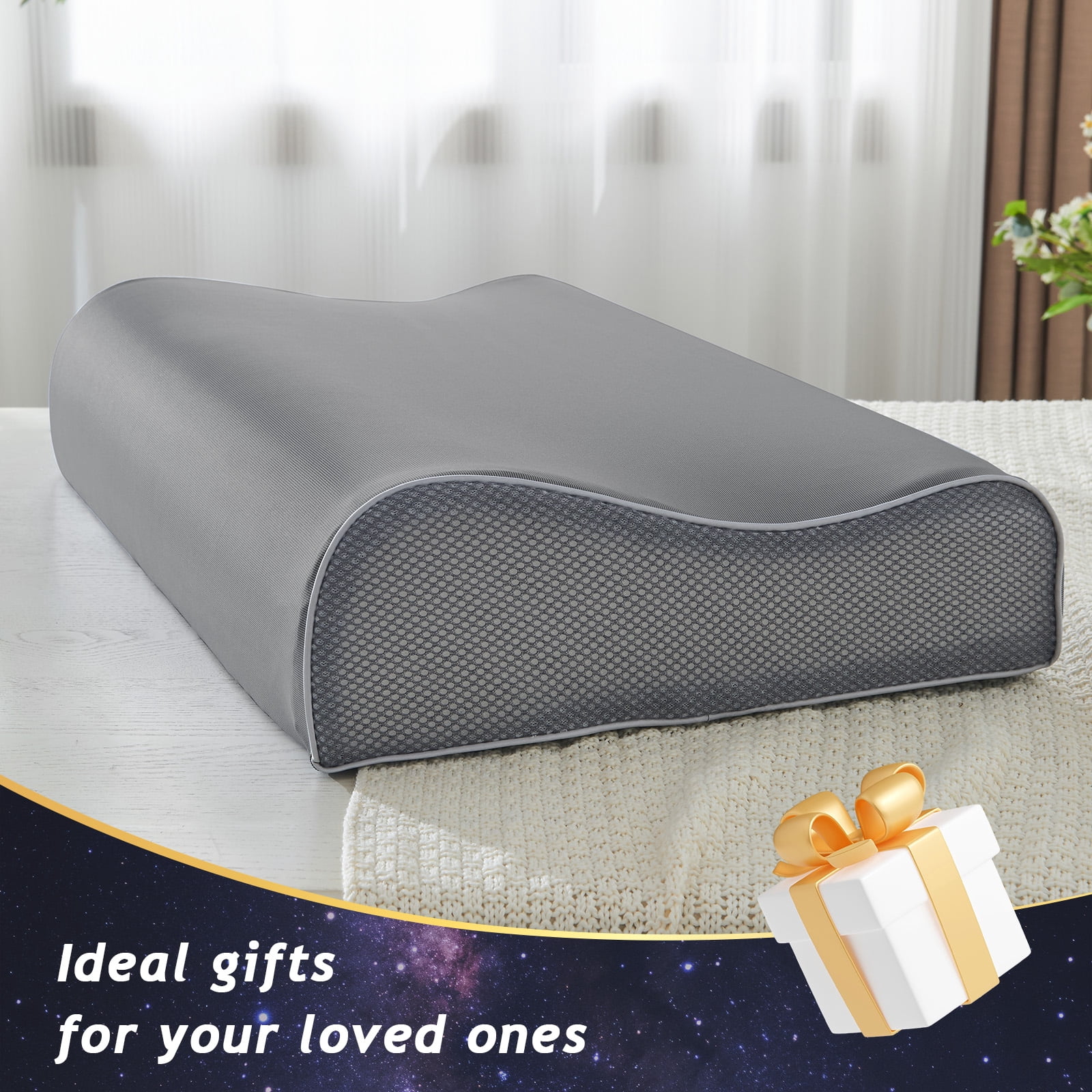 Kingrest Cooling Memory Foam Pillow for Neck Pain Relief Sleeping, Cervical Neck Pillow Adjustable Ergonomic Memory Foam Pillow For Side Back Stomach Sleepers Medium Firmness Quality (1 Pack)