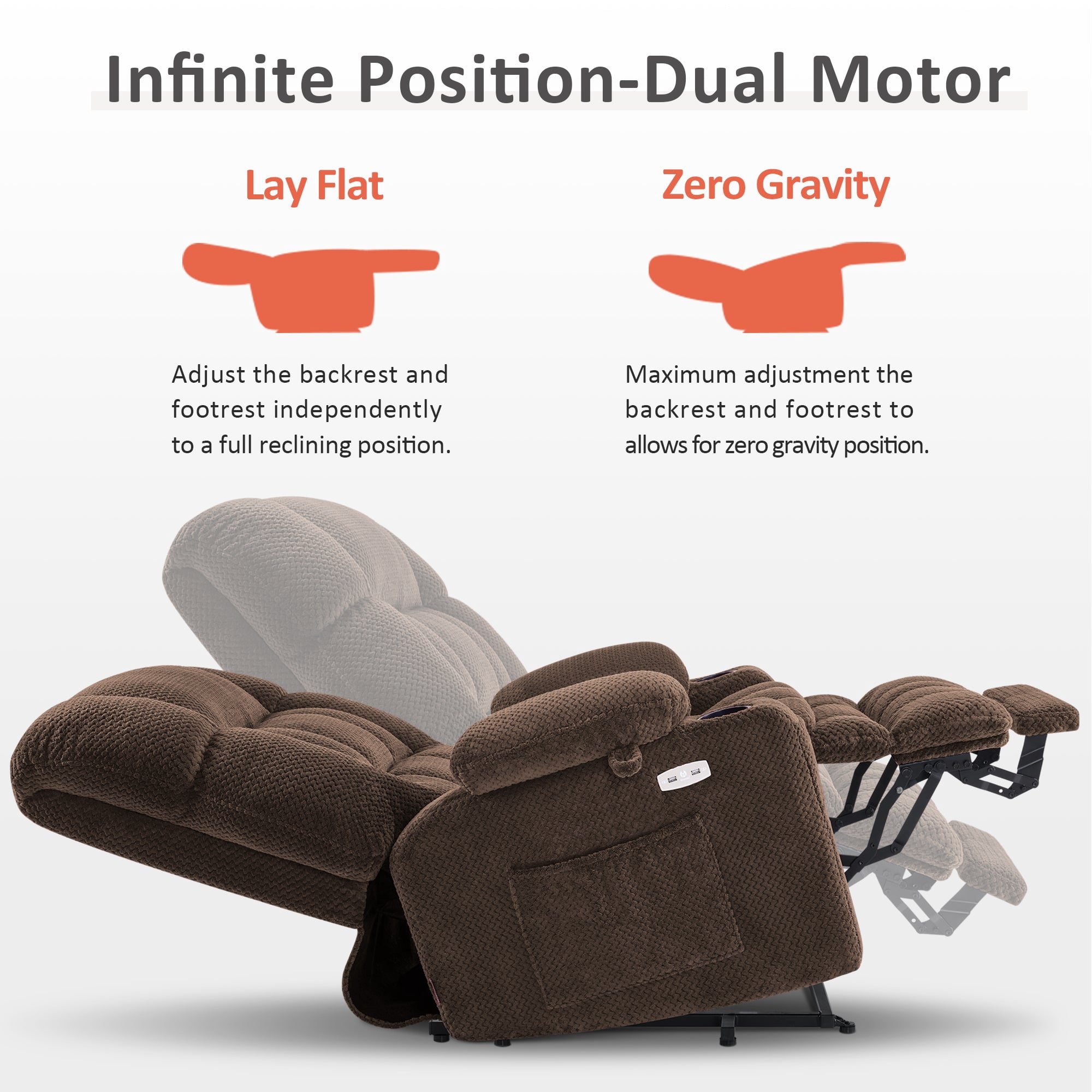 MCombo Oversized 27.2" Seat Width Dual Motor Power Recliner Lift Chair with Vibration and Heat for Height 5'7"-6'2", Infinite Position