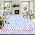 thumbnail image 4 of Garvee 10'x13' Checkered Cherry Area Rug Washable Border Carpet, Soft Non-Slip Low Pile Farmhouse Rug for Living Room Bedroom Home Office, Blue, 4 of 10