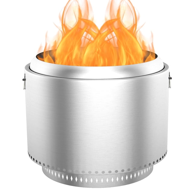 Yeshouse Chimenea portátil sin humo de 27 pulgadas con soporte, flujo de aire mejorado, diseño duradero, estufa de acero inoxidable quema de leña, bandeja de ceniza extraíble, para acamp, jardín