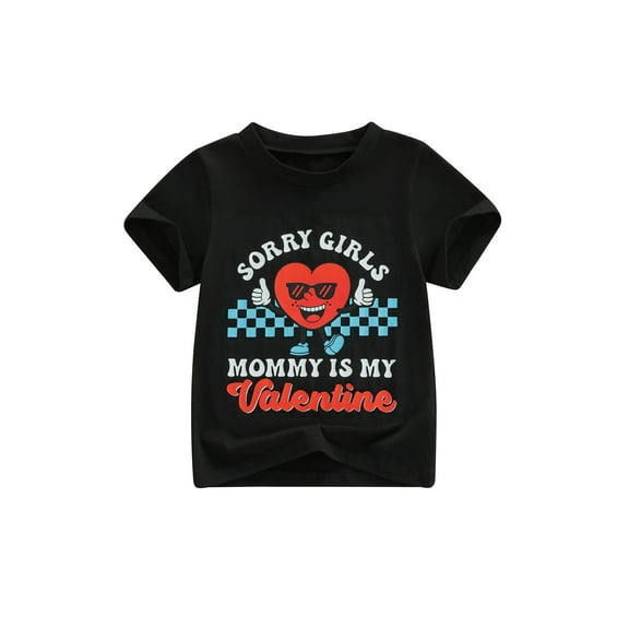 BemeyourBBs Toddler Baby Boy Girl Valentines Day Outfit Kids Valentines Day Shirt Letters Heart Graphic Short Sleeve Summer Tee Shirts Tops