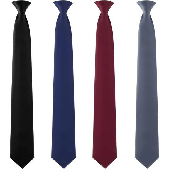 TELOLY 4Pcs 20Inch Men'S Clip-On Ties Solid Color Men'S Tie Pre Tied Clip on Ties for Men Men'S Clip on Necktie Men'S Button Ties