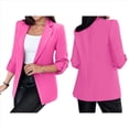 thumbnail image 2 of Blazer de Larga para Mujer, Informal, de Negocios, con Abertura Frontal, para Trabajo y Oficina. Rosa XXL, 2 of 6