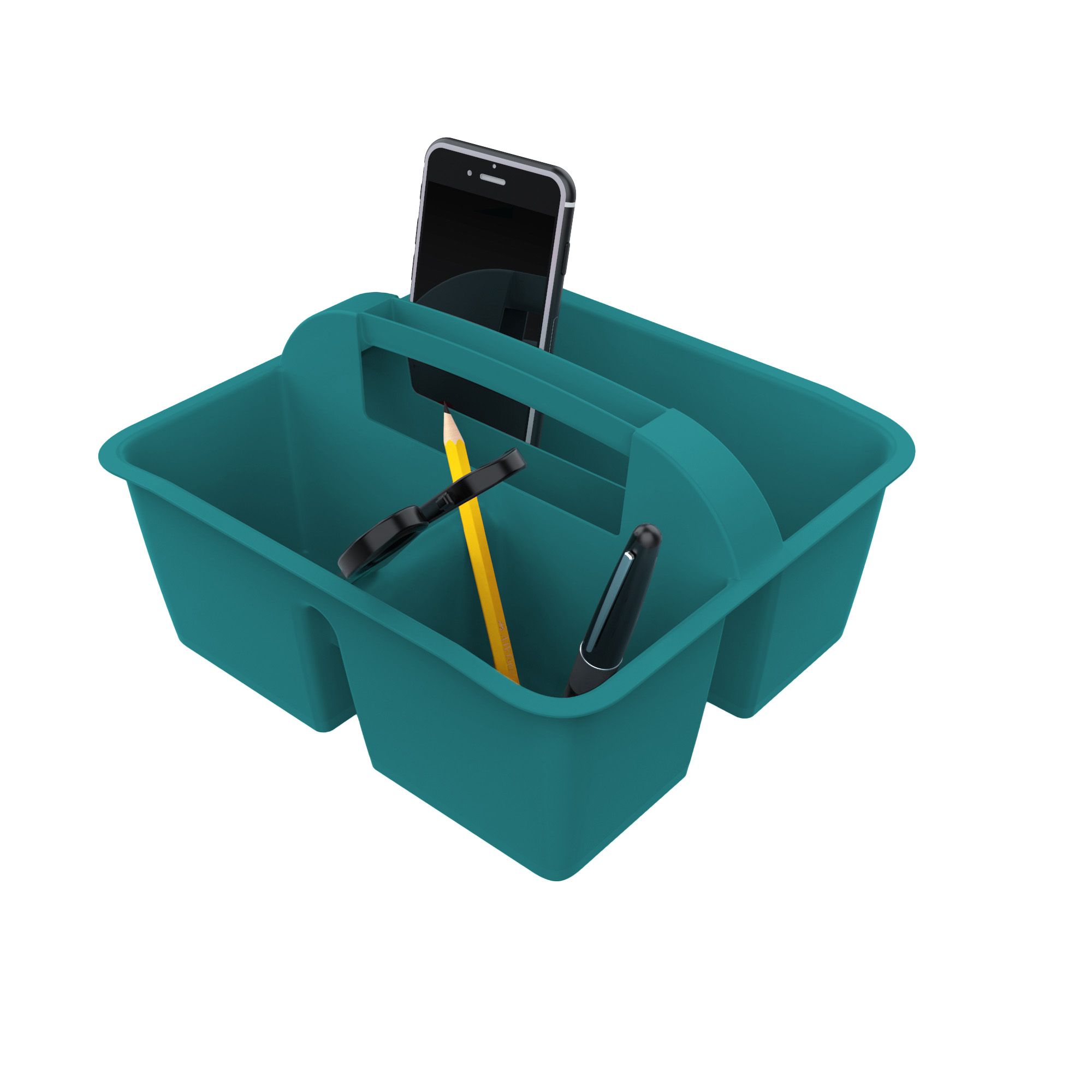 Organizador Pen+Gear turquesa con asa, 8.75 x 7.68 x 4.44 pulgadas para escuela, oficina y manualidades 4