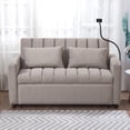 thumbnail image 2 of TUANLUO Loveseat with Pull-Out Sofa Bed, Convertible Sofa Bed with 2 Pillows, Futon Sofa Bed with 3 USB Ports and 360° Swivel Phone Holder, Sofa Bed Sleeper for Home Living Room Bedroom, Light Gray, 2 of 10