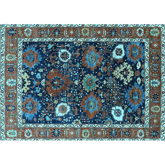 Ahgly Company Indoor Rectangle Oriental Light Blue Industrial Area Rugs, 2' x 3'