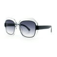 thumbnail image 5 of Womens Oversized Dimensional Thick Rectangle Retro Fashion Plastic Sunglasses [Clear Black - Smoke], 5 of 7